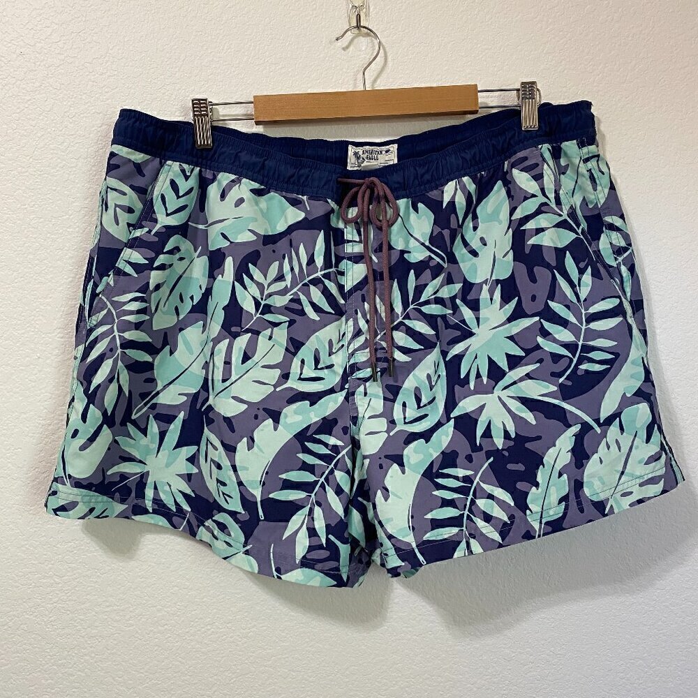 American Eagle Men's XXL Palm Tropical Print Swim Trunks